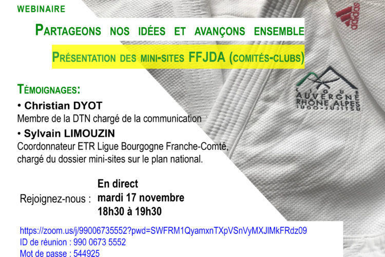 Webinaire du 17 novembre: présentation des mini-sites FFJDA (comités-clubs)