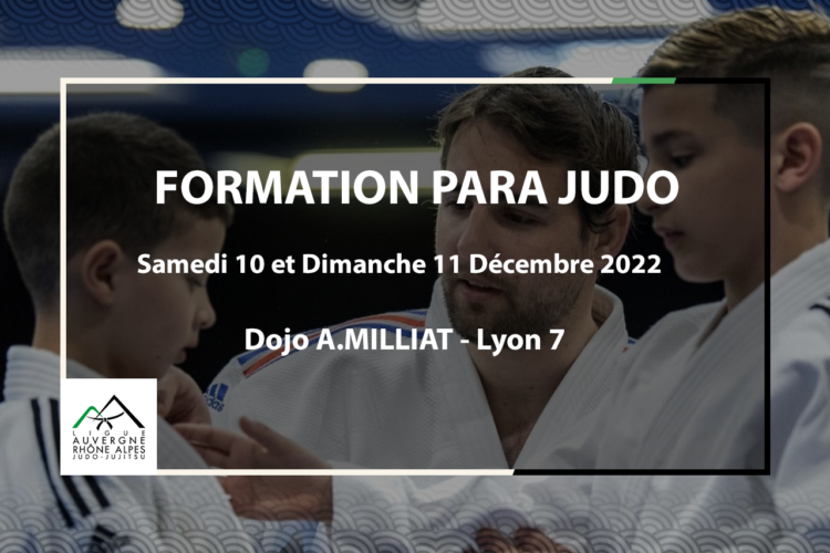 FORMATION PARA JUDO Samedi 10 et Dimanche 11 Décembre 2022